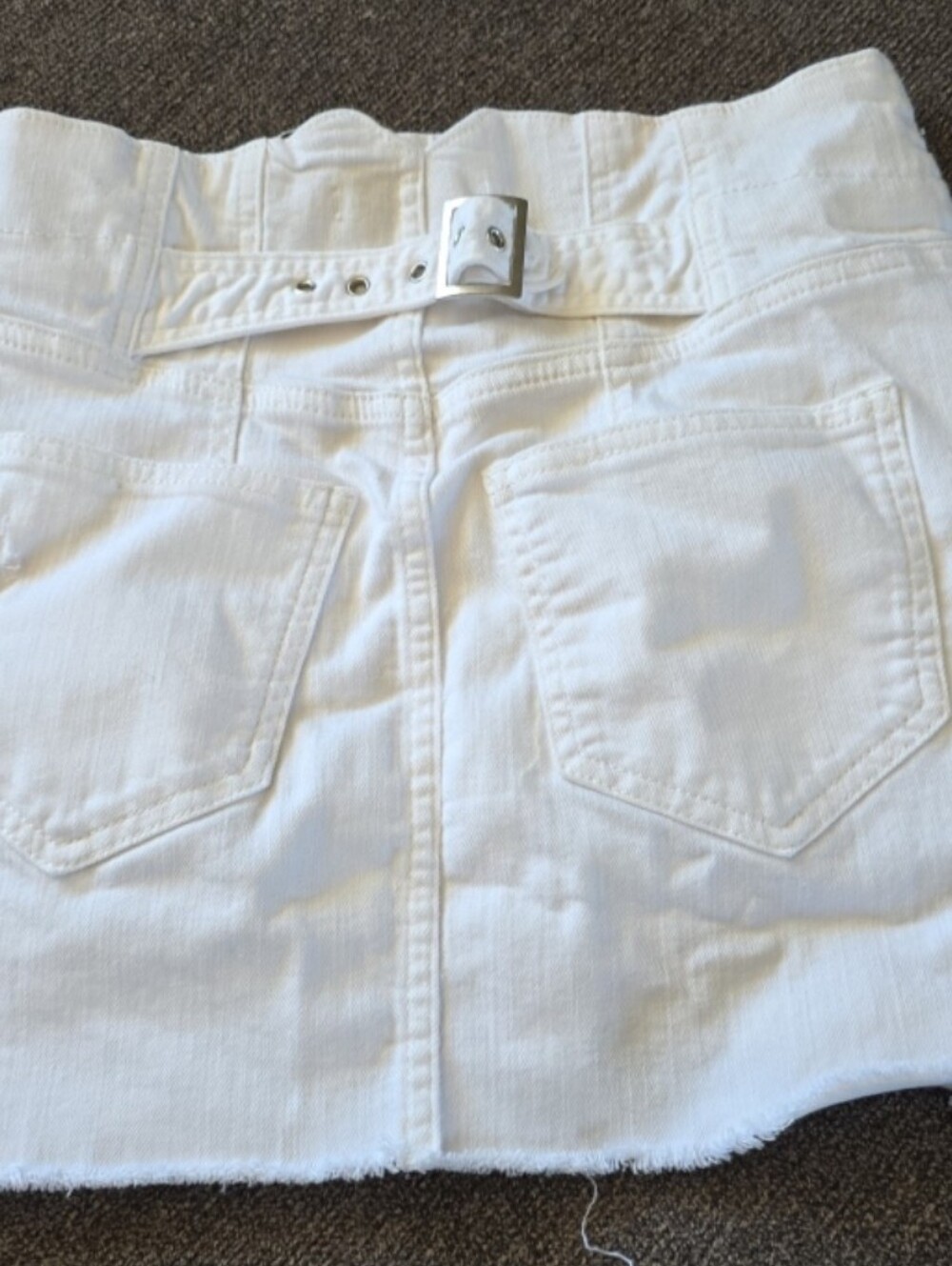 Free People White Denim Mini Skirt